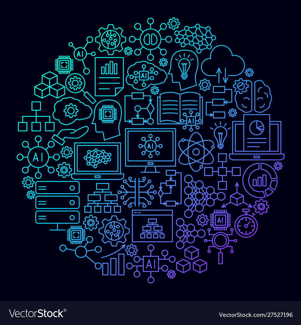 Artificial intelligence line icon circle concept