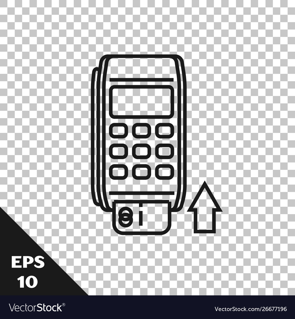 Black line pos terminal with inserted credit card Vector Image Black line pos terminal with inserted credit card