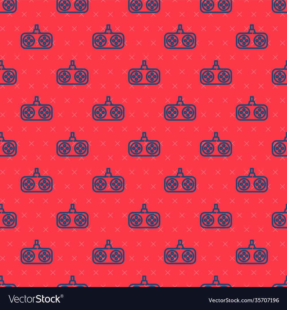 Blue line gamepad icon isolated seamless pattern