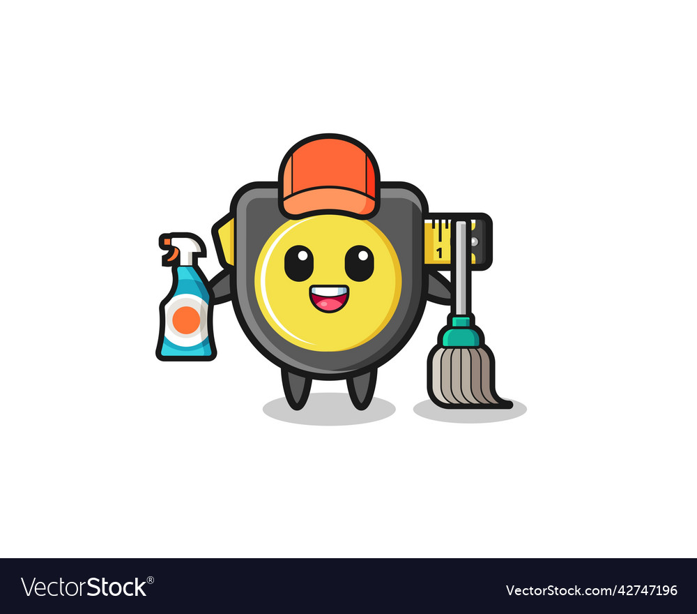 Cute tape measure character as cleaning services Vector Image