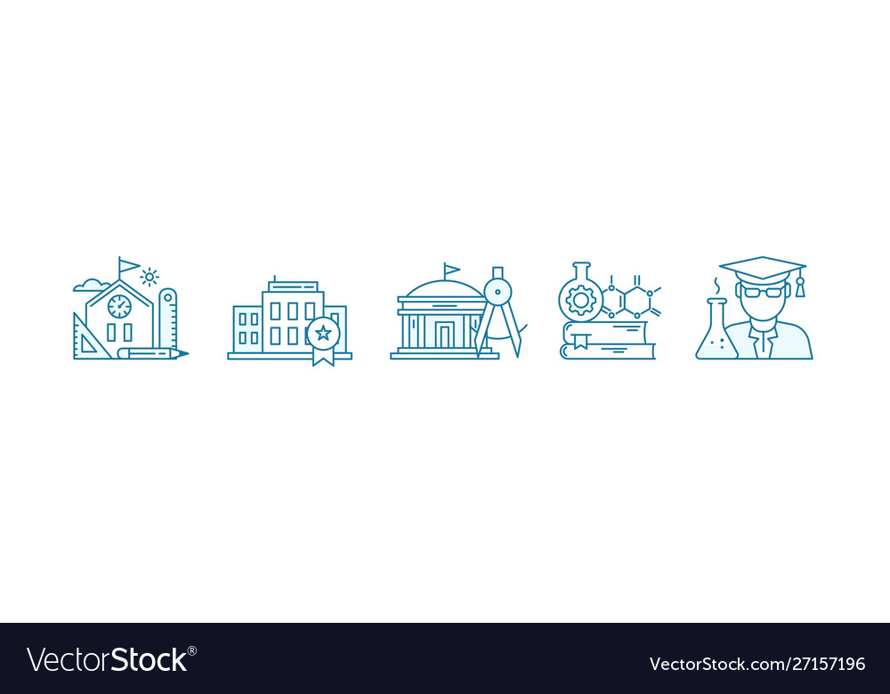 Education science icon set school college