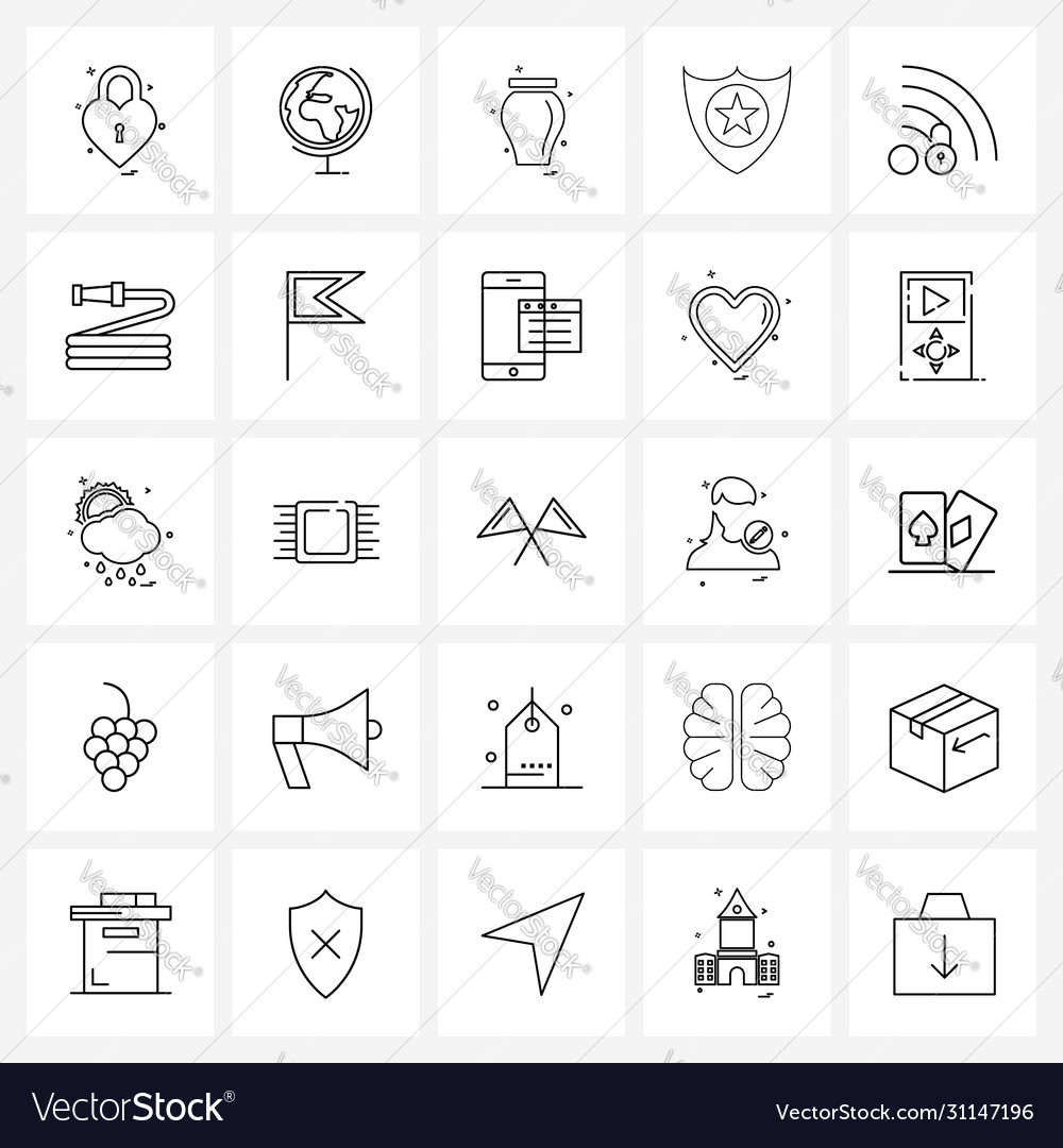 Isolated symbols set 25 simple line icons