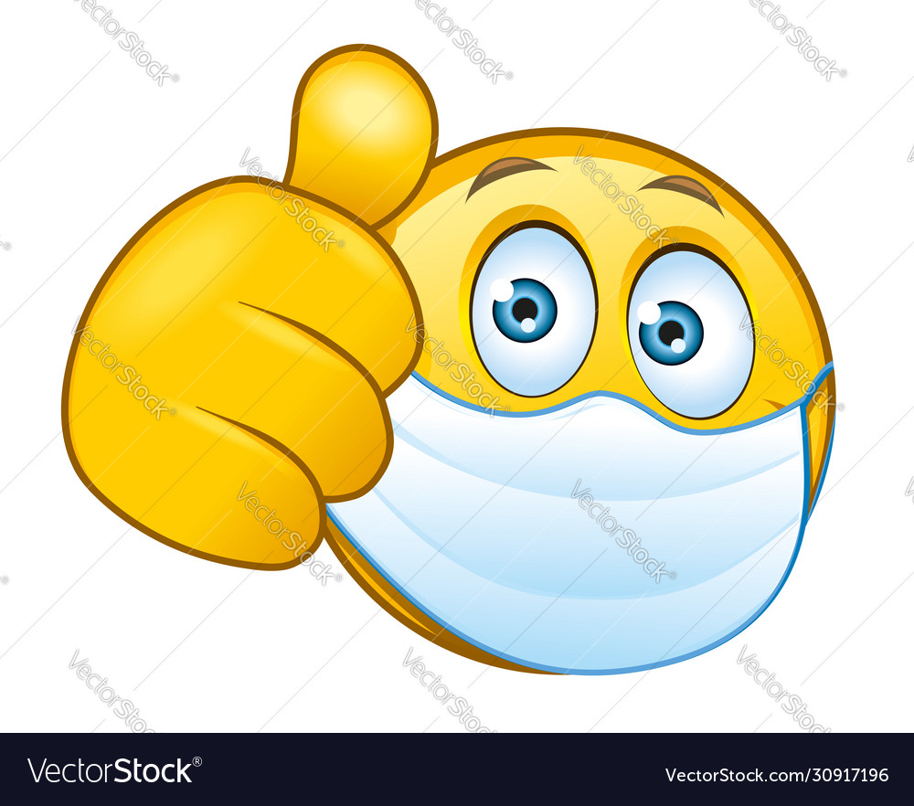 Masked smilie with a thumbs up sign Royalty Free Vector