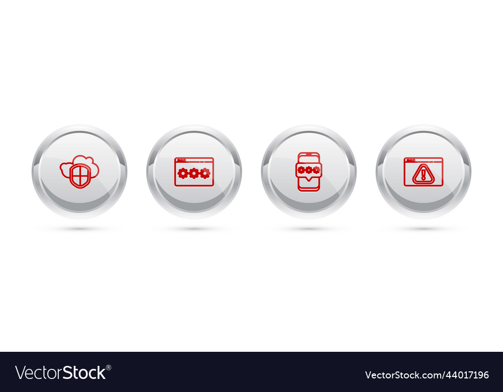 Set line cloud and shield password protection Vector Image Set line cloud and shield password protection