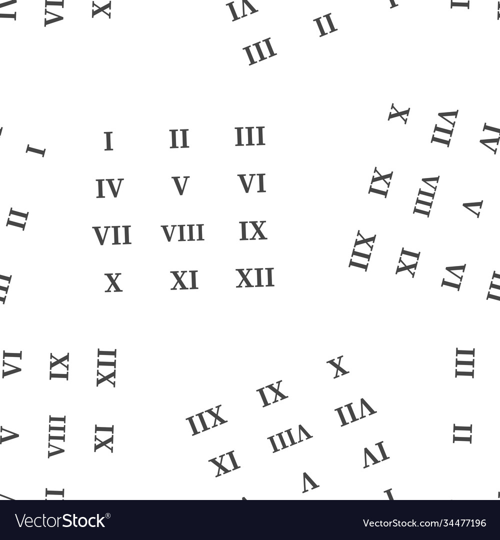 Set roman numerals icon seamless pattern vector image Set roman numerals icon seamless pattern