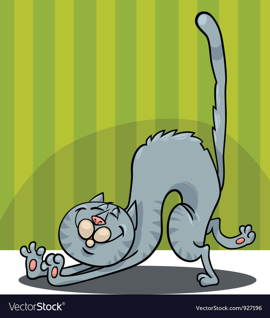 Stretching cat cartoon