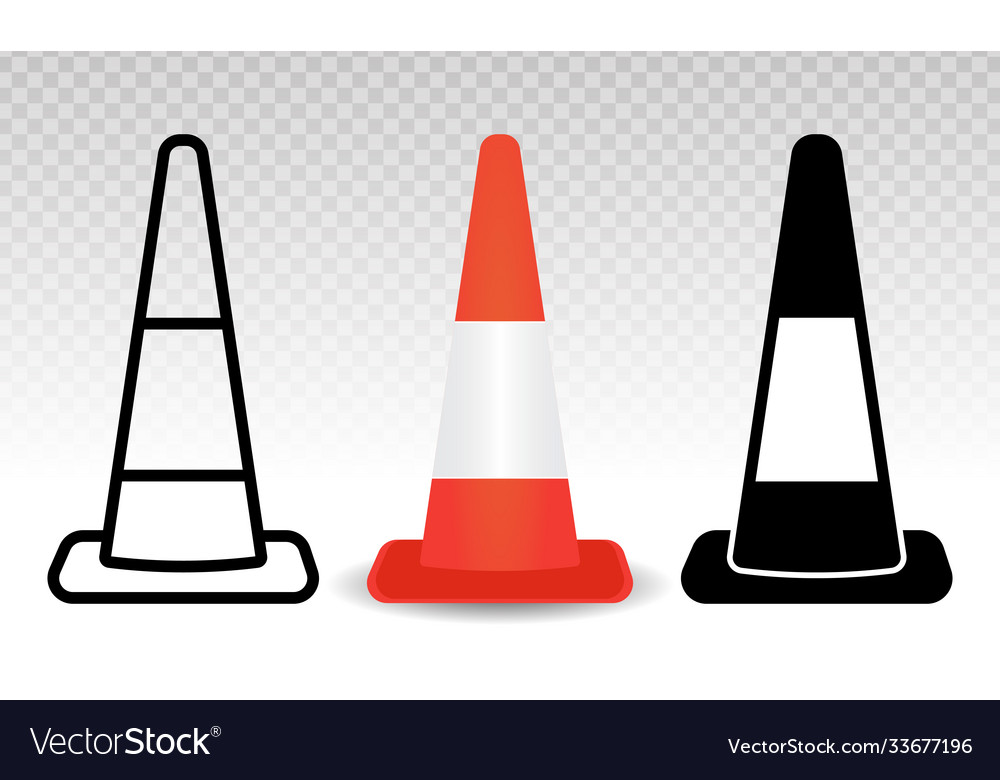 Traffic cone or road pylon flat icons for apps Vector Image
