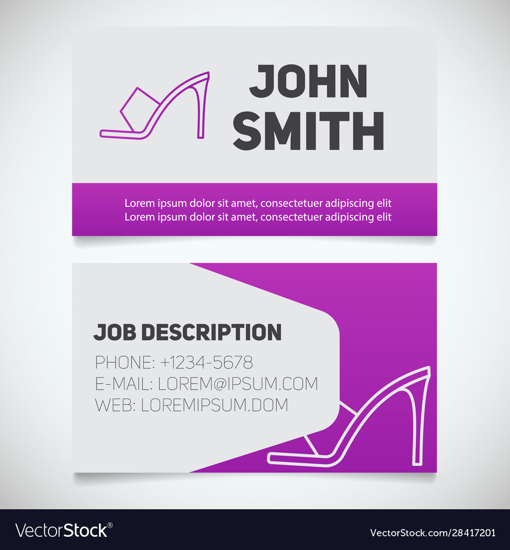 Business card print template with high heel shoe Vector Image Inside High Heel Template For Cards