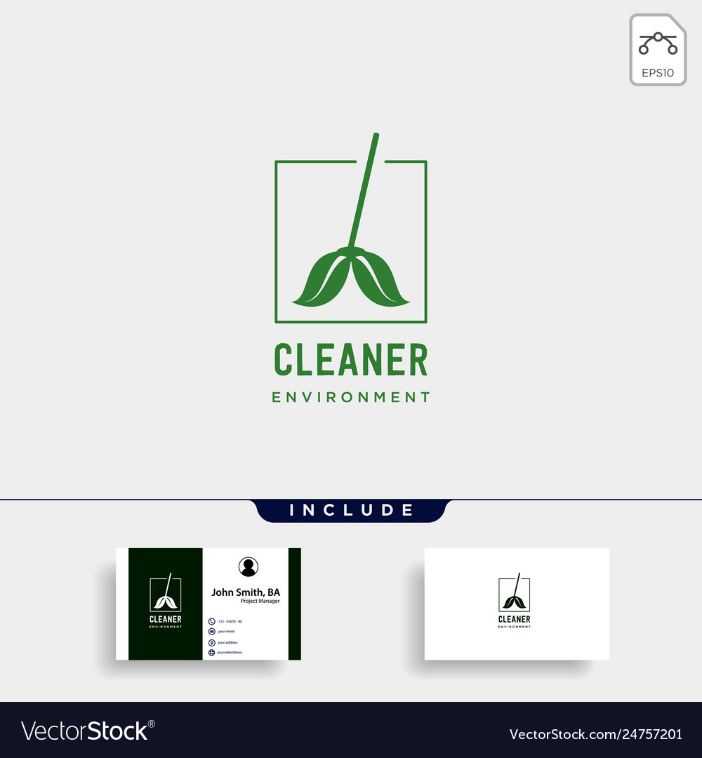 Cleaner green environment simple logo template Vector Image