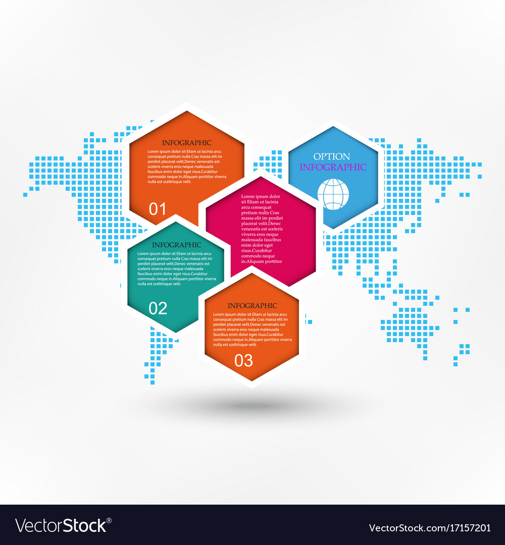 Colored hexagons on the background of abstract