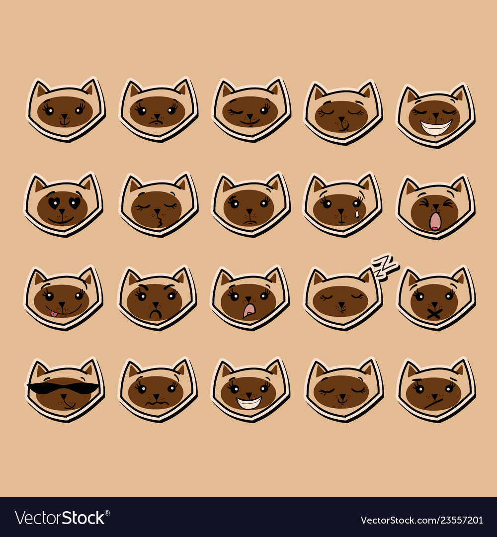 Funny cat emoji set