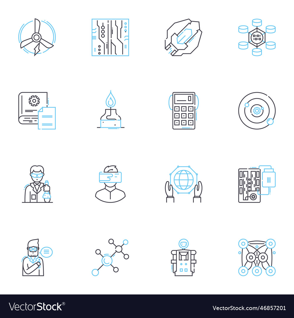 Intelligent automation linear icons set vector image Intelligent automation linear icons set