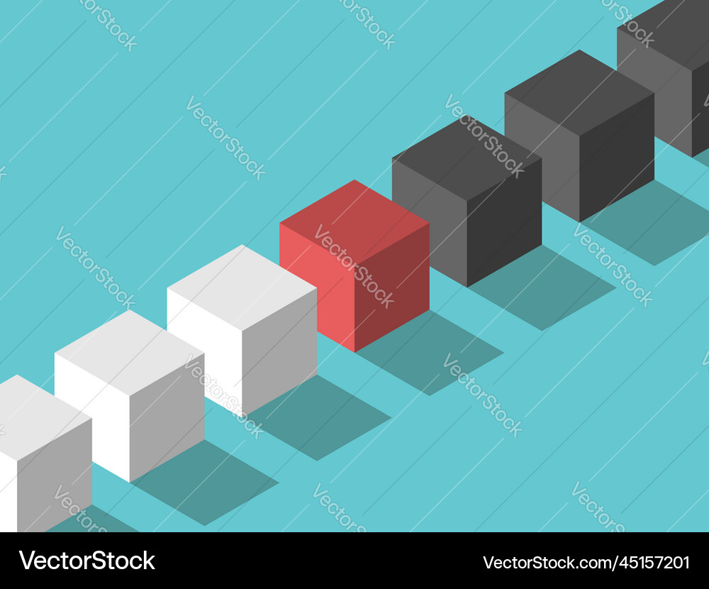 Isometric red mediator cube Royalty Free Vector Image