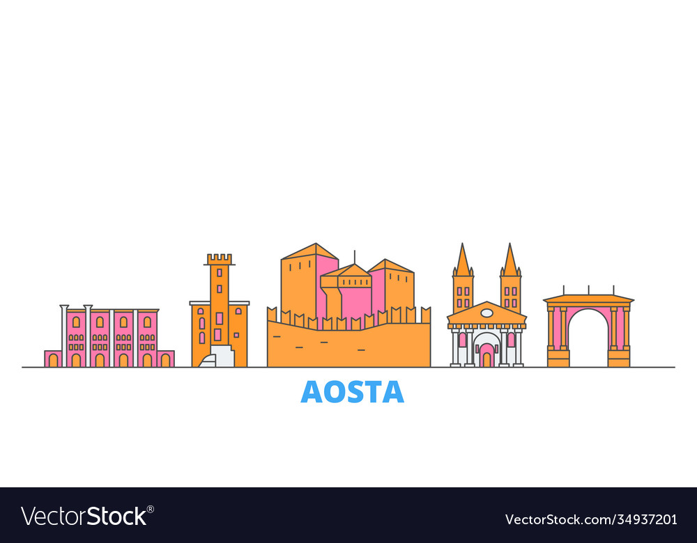 Italien aosta line cityscape Pauschalreisen vector image Italien aosta line cityscape Pauschalreisen