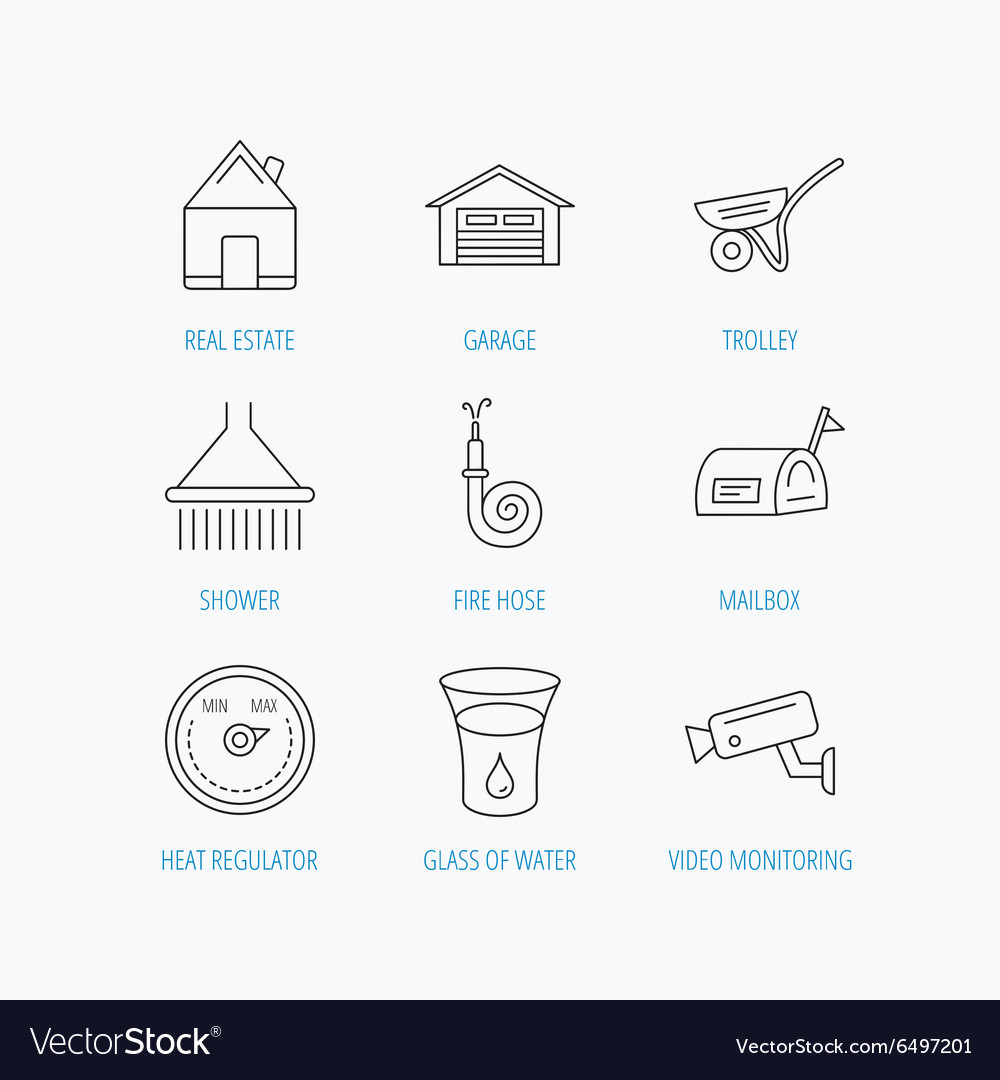 Real estate garage and heat regulator icons