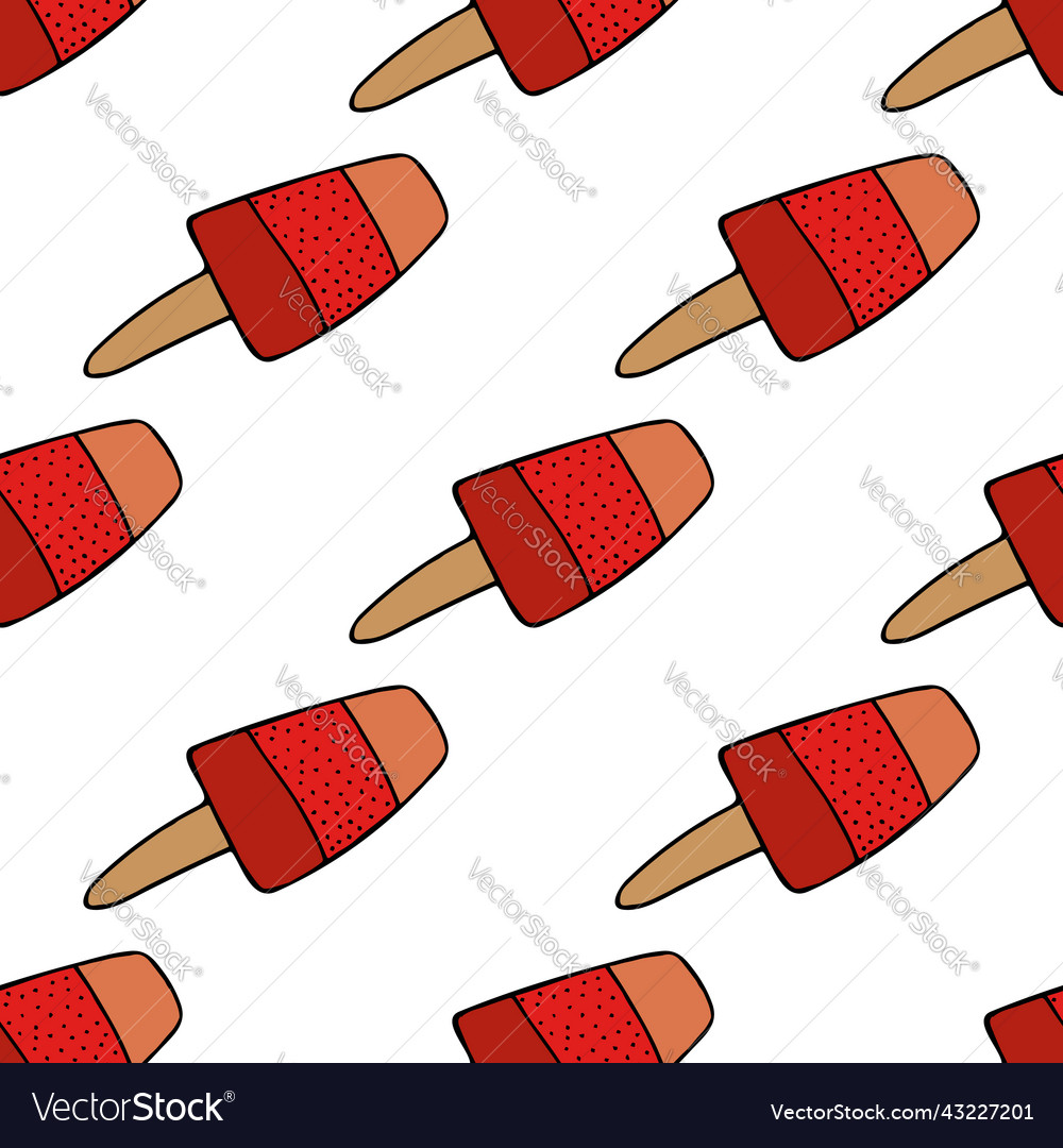Seamless pattern with raspberry ice cream Vector Image