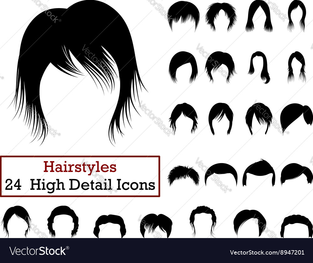 Set of 24 Hairstyles Icons Royalty Free Vector Image