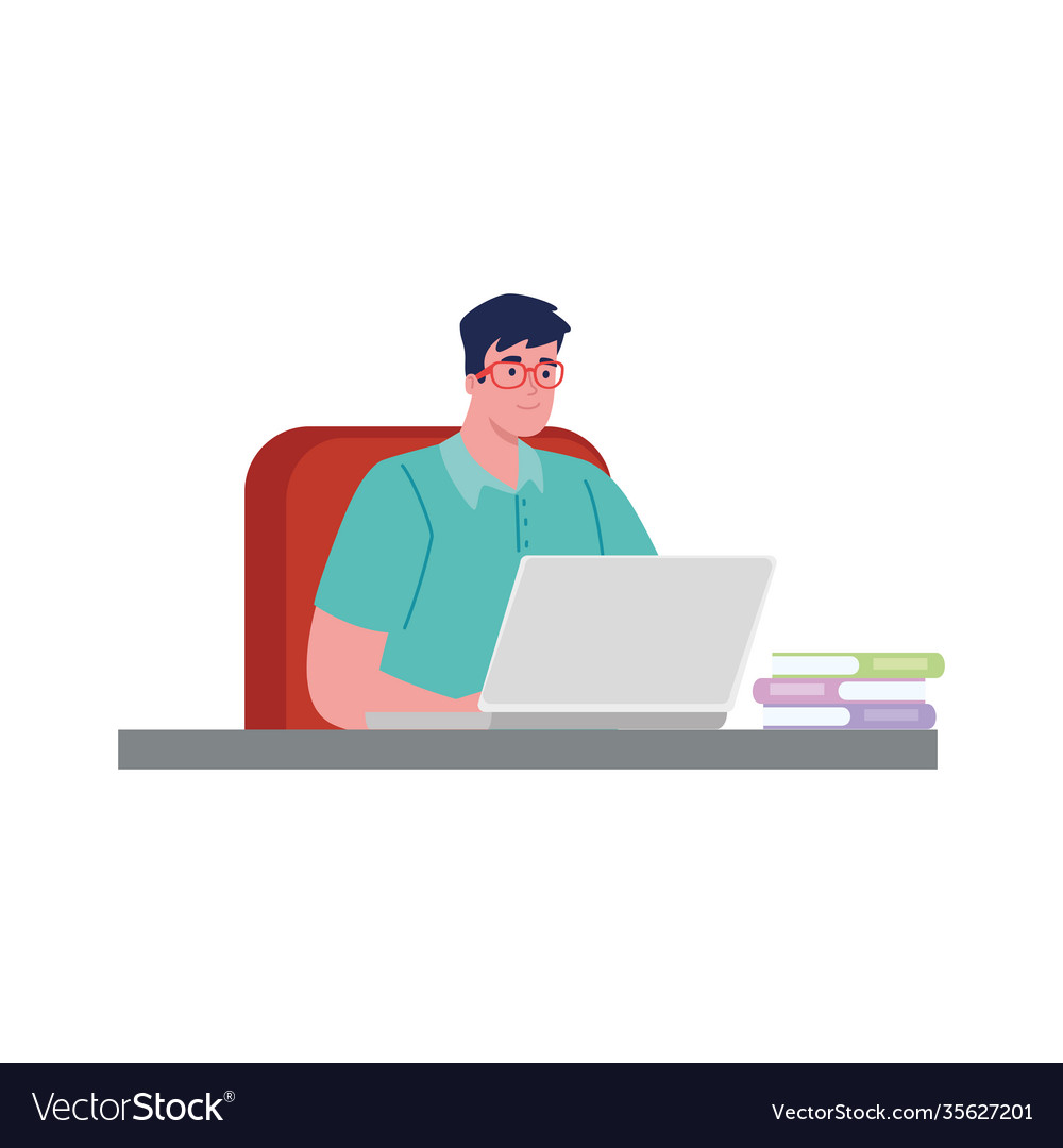 Software developer programming in laptop office