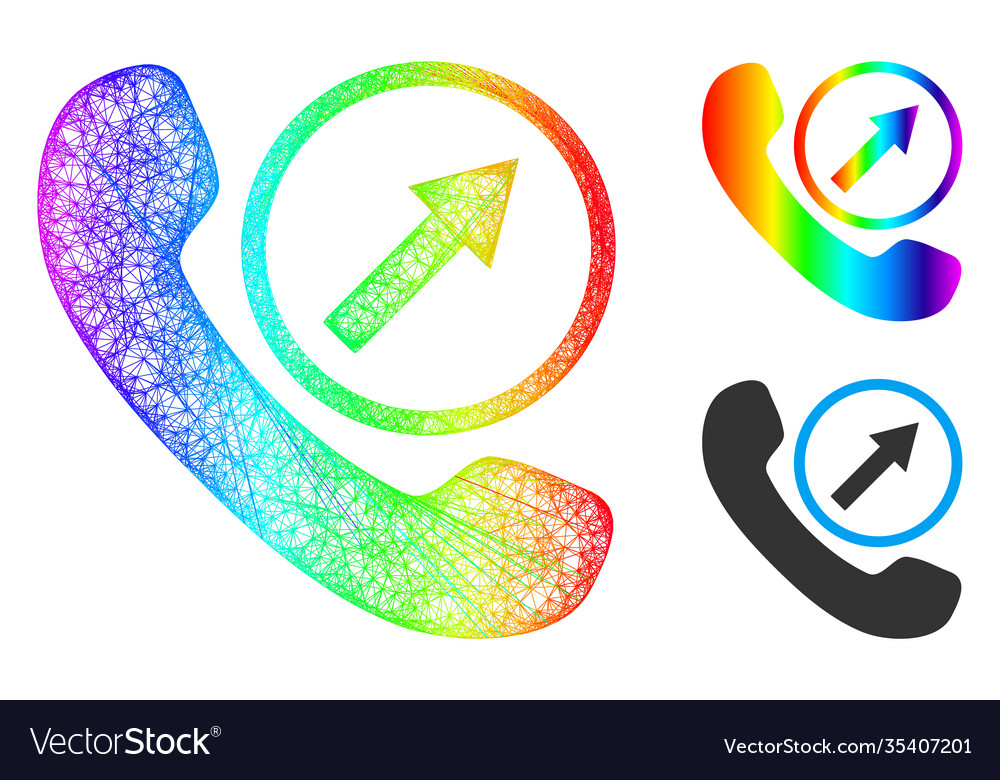 Spectrum net mesh gradient outgoing call icon vector image Spectrum net mesh gradient outgoing call icon