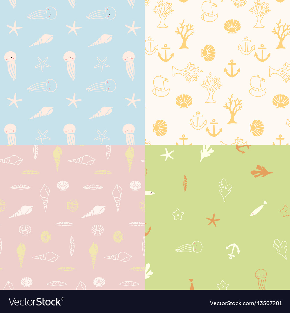 Underwater animals seamless pattern collection