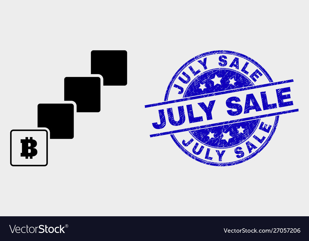 Bitcoin blockchain icon and distress july vector image Bitcoin blockchain icon and distress july