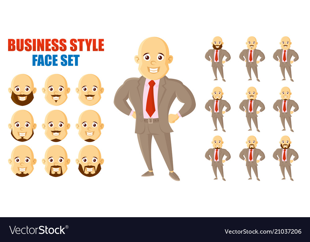 Businessman Gesicht Set Cartoon Charakter