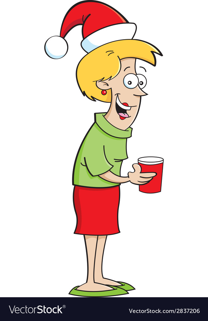 Cartoon lady wearing a santa hat