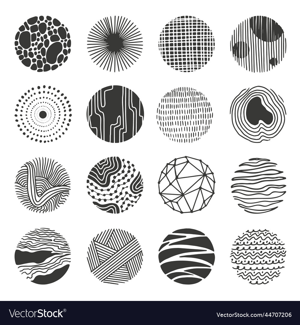 Decorative round grunge elements hand drawn spot Vector Image