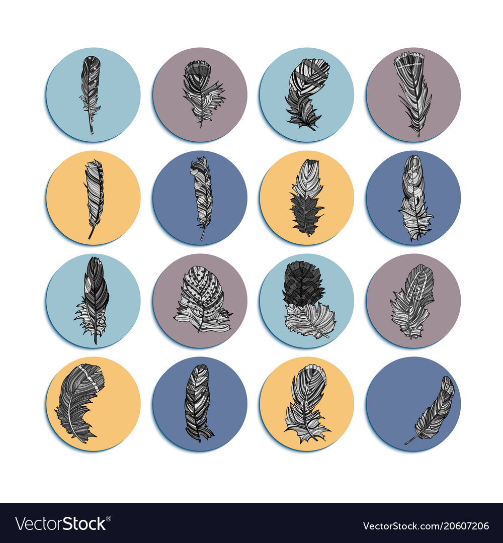 Design of round logos with feathers