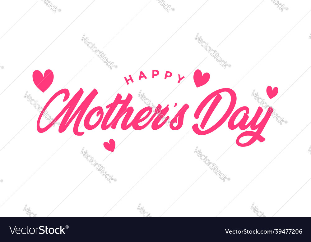 Happy Mothers Day And Love Symbol In Pink Colors Vector Image