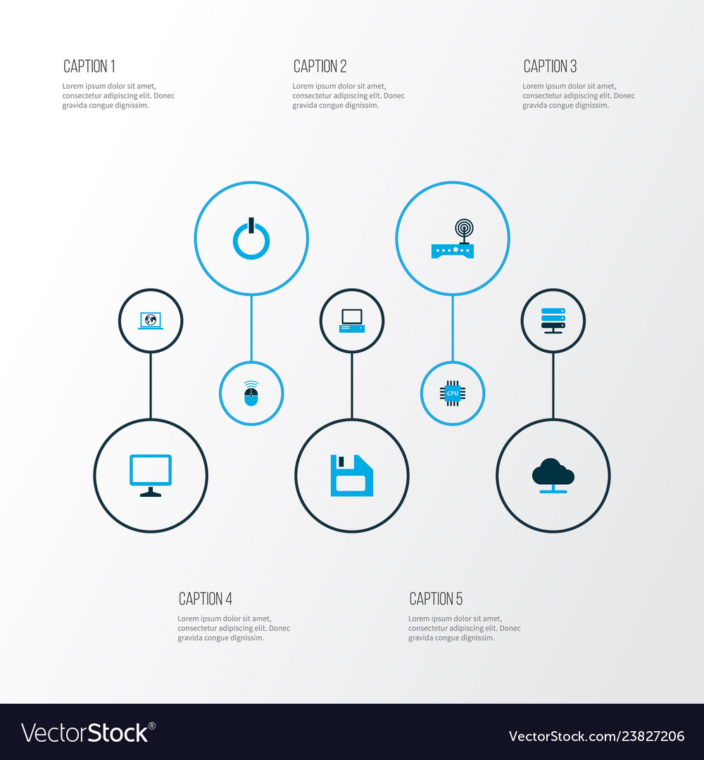 Hardware icons colored set with cpu wifi vector image Hardware icons colored set with cpu wifi