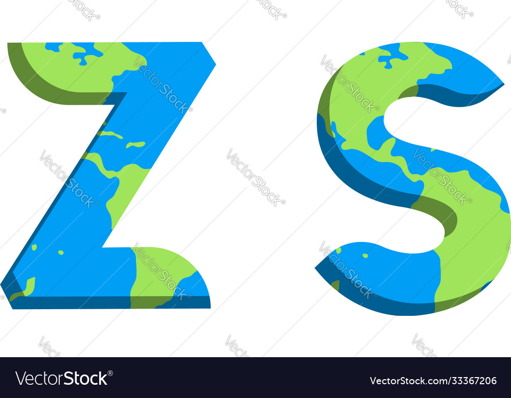 Initial zs logo design with world map style