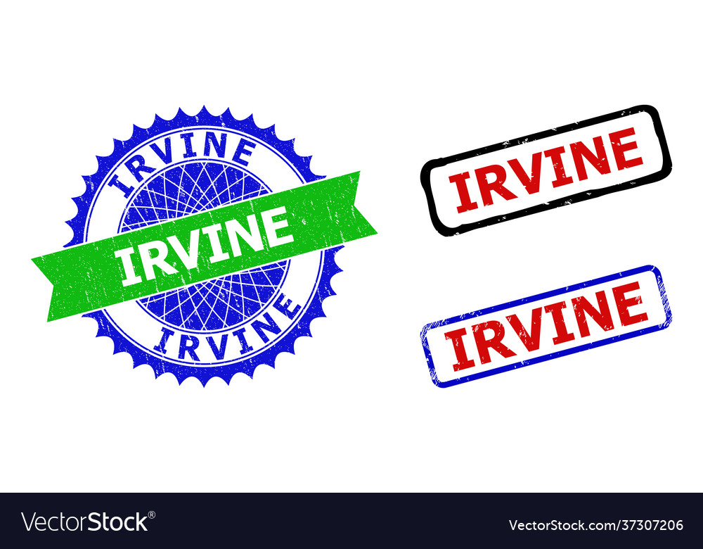 Irvine Rosette And Rectangle Bicolor Stamps With Vector Image