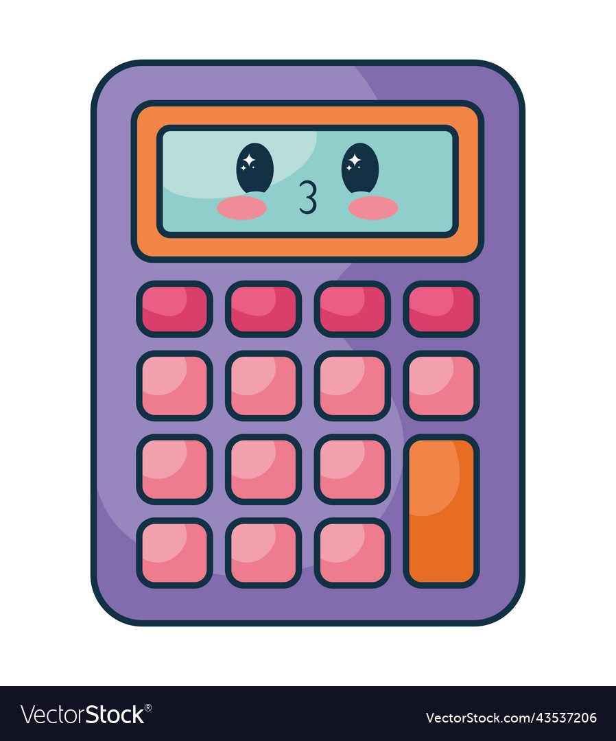 Kawaii calculator design Royalty Free Vector Image