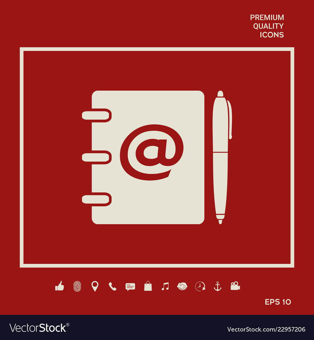 Notebook address phone book with email symbol vector image Notebook address phone book with email symbol