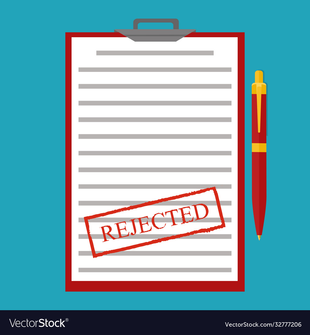 Rejected application concepts document vector image Rejected application concepts document