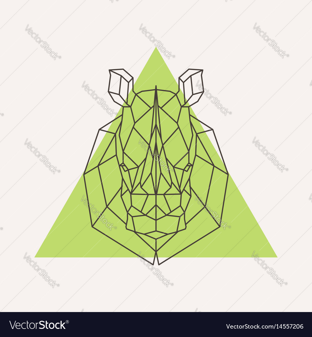 Rhinoceros head geometric lines silhouette Vector Image