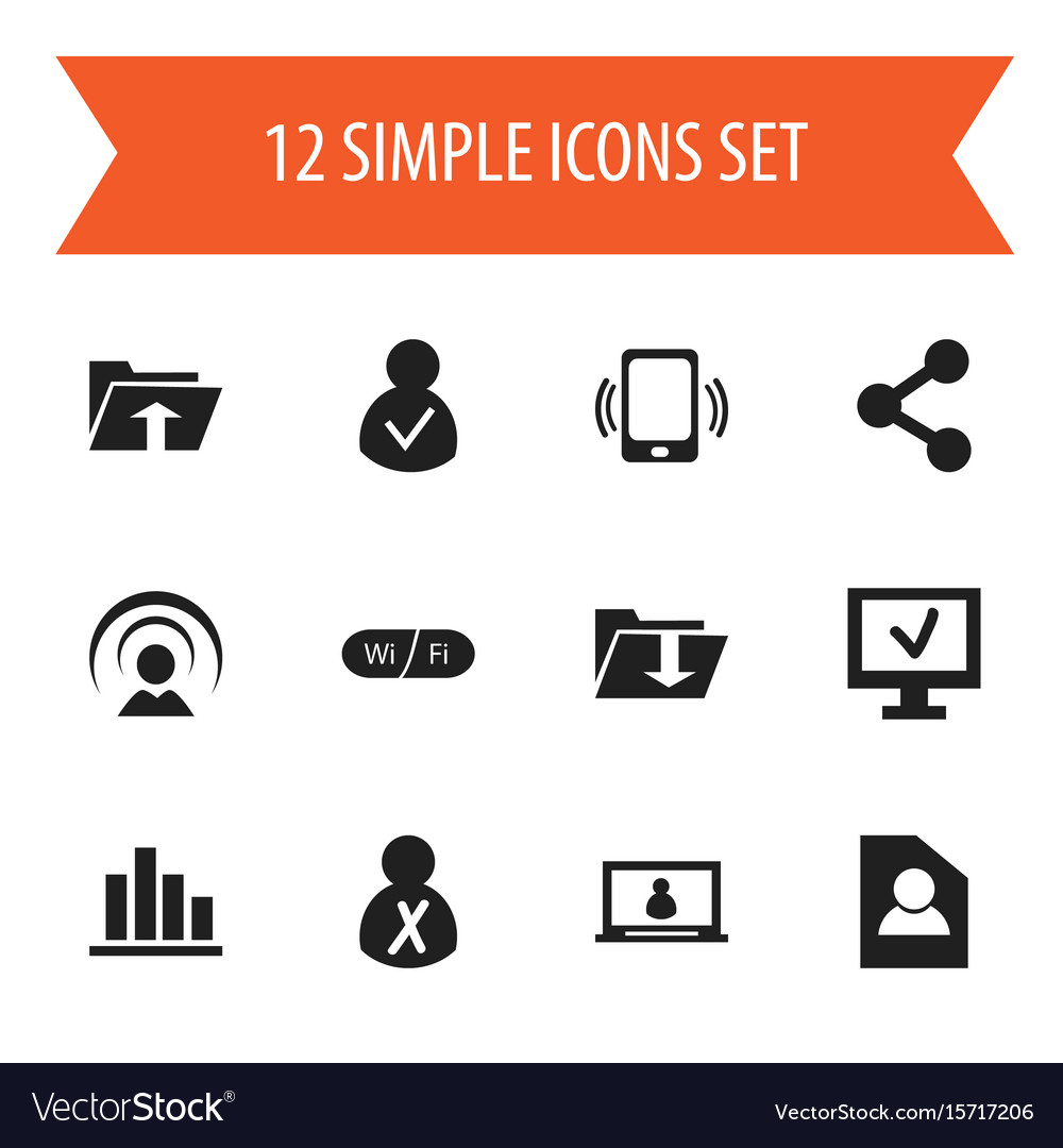 Set of 12 editable network icons includes symbols