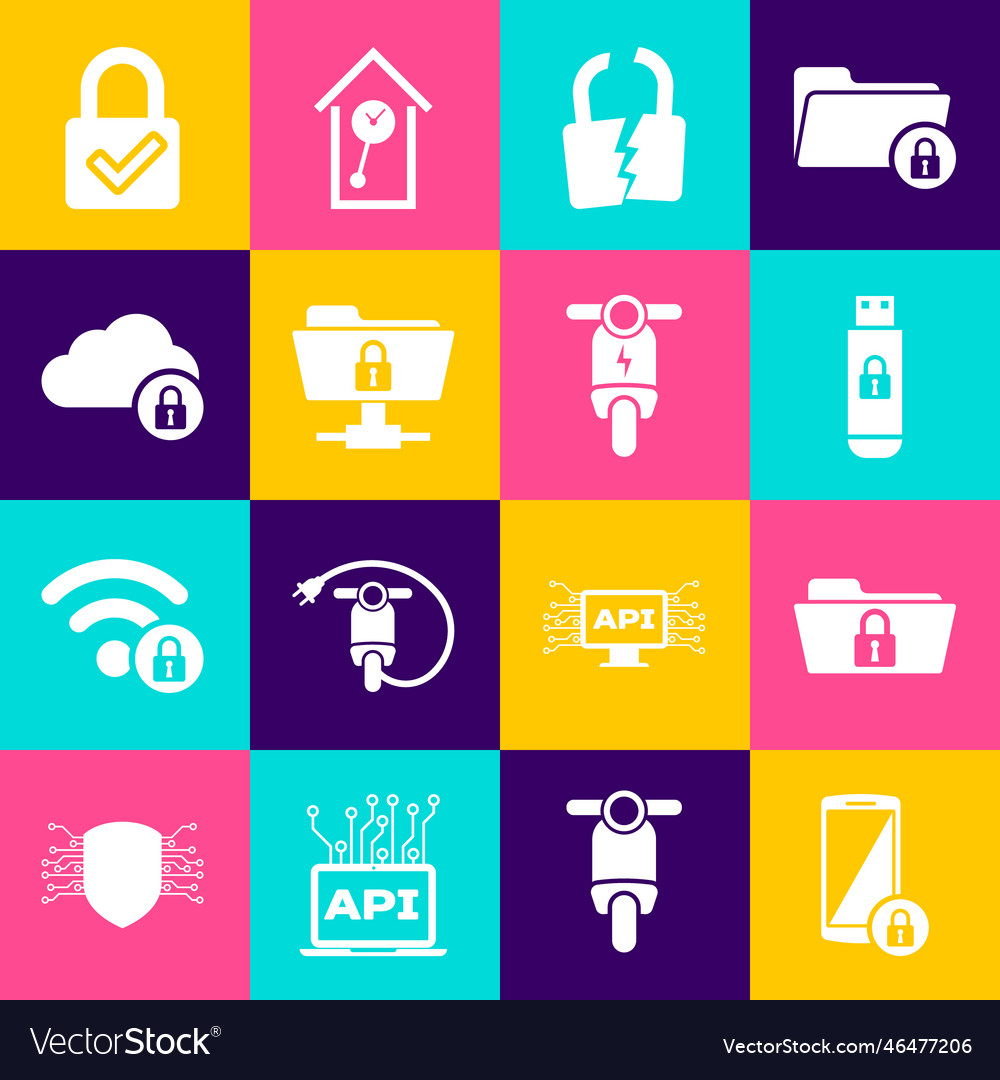 Set smartphone with lock folder and usb flash vector image Set smartphone with lock folder and usb flash