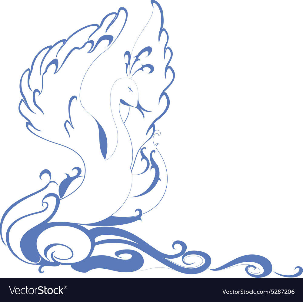 Swan floating on the waves eps10