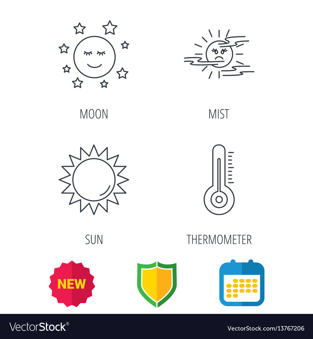 Thermometer sun and mist icons moon night