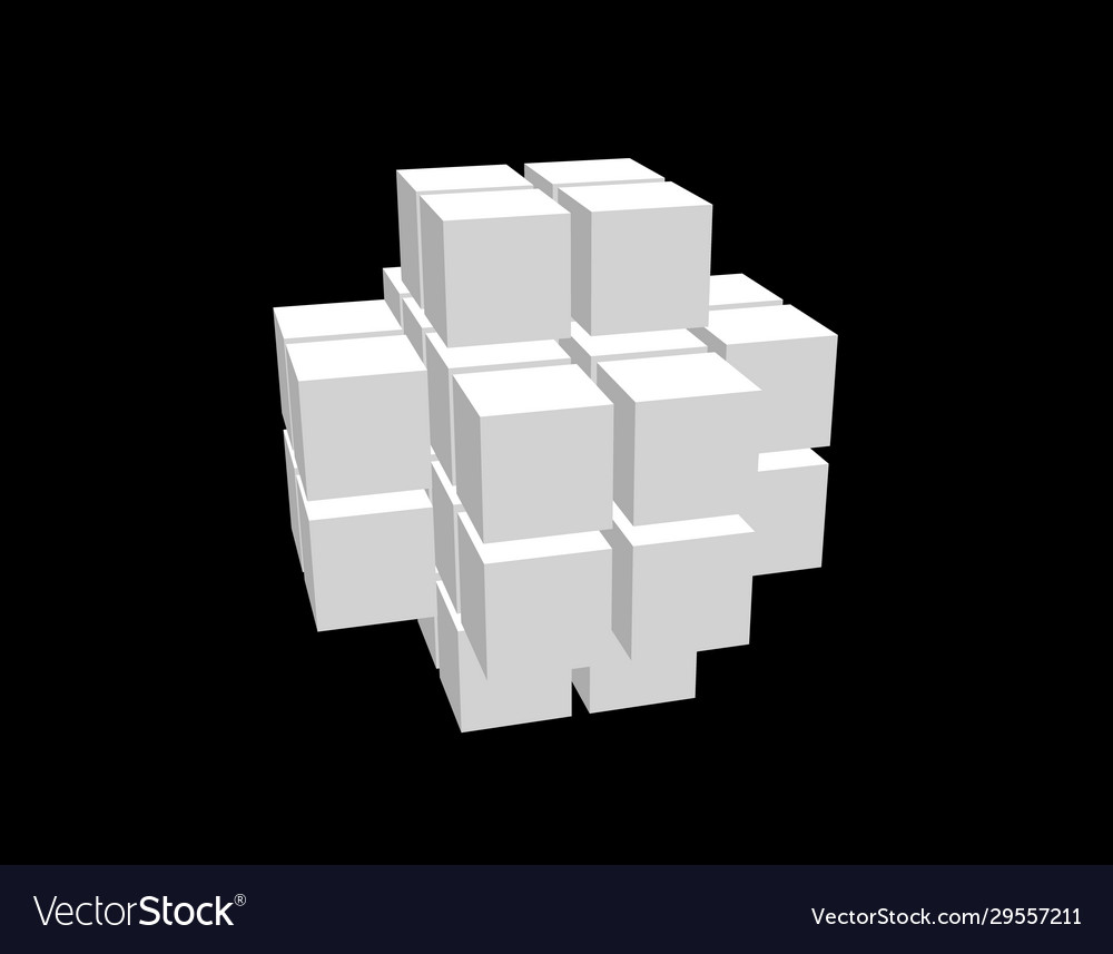 Abstract 3d shape from cubes isolated on black