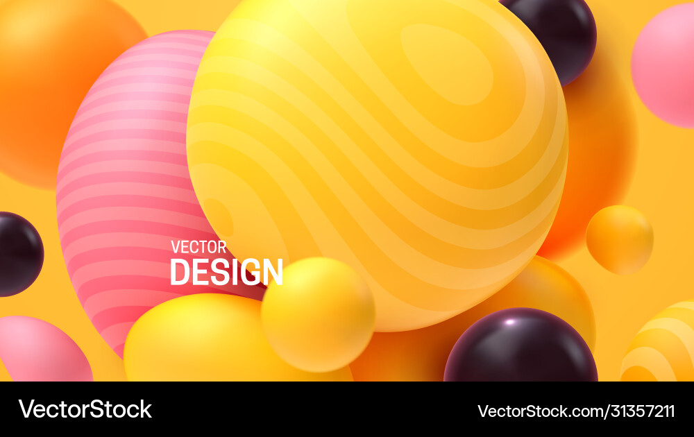 Abstract background with dynamic 3d spheres Vector Image