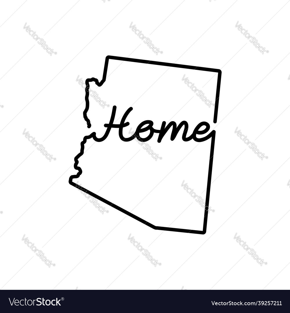 Arizona State Outline Map With The Handwritten Vector Image