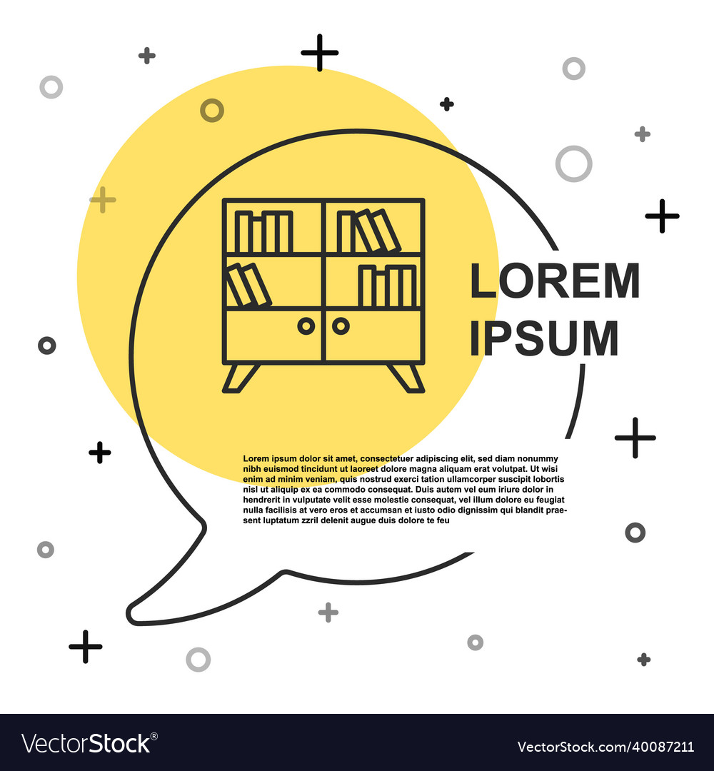 Black line library bookshelf icon isolated Vector Image Black line library bookshelf icon isolated