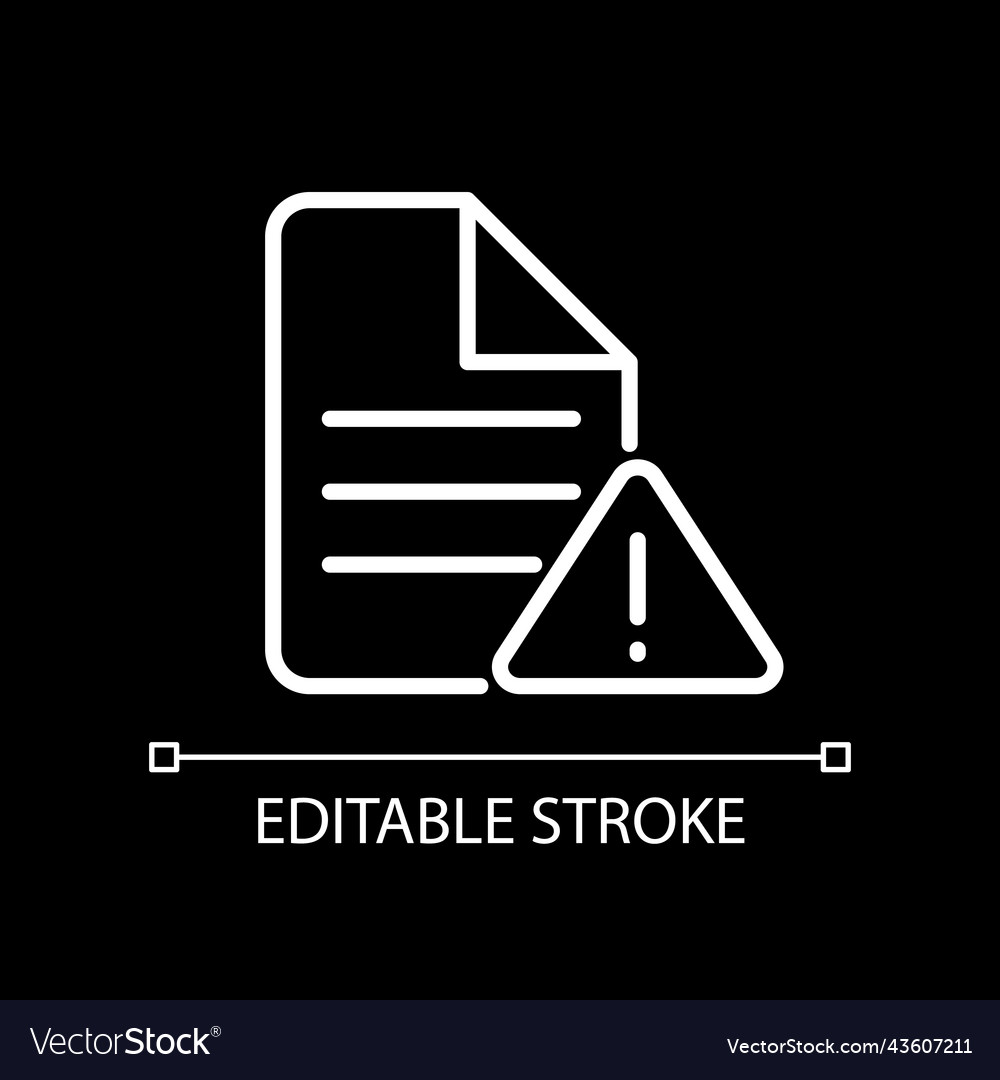 File error white linear icon for dark theme vector image File error white linear icon for dark theme