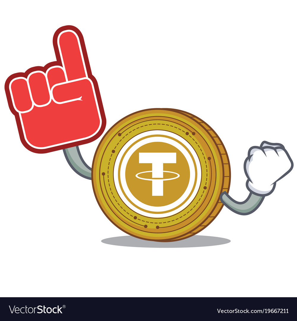 Foam finger tether coin mascot cartoon