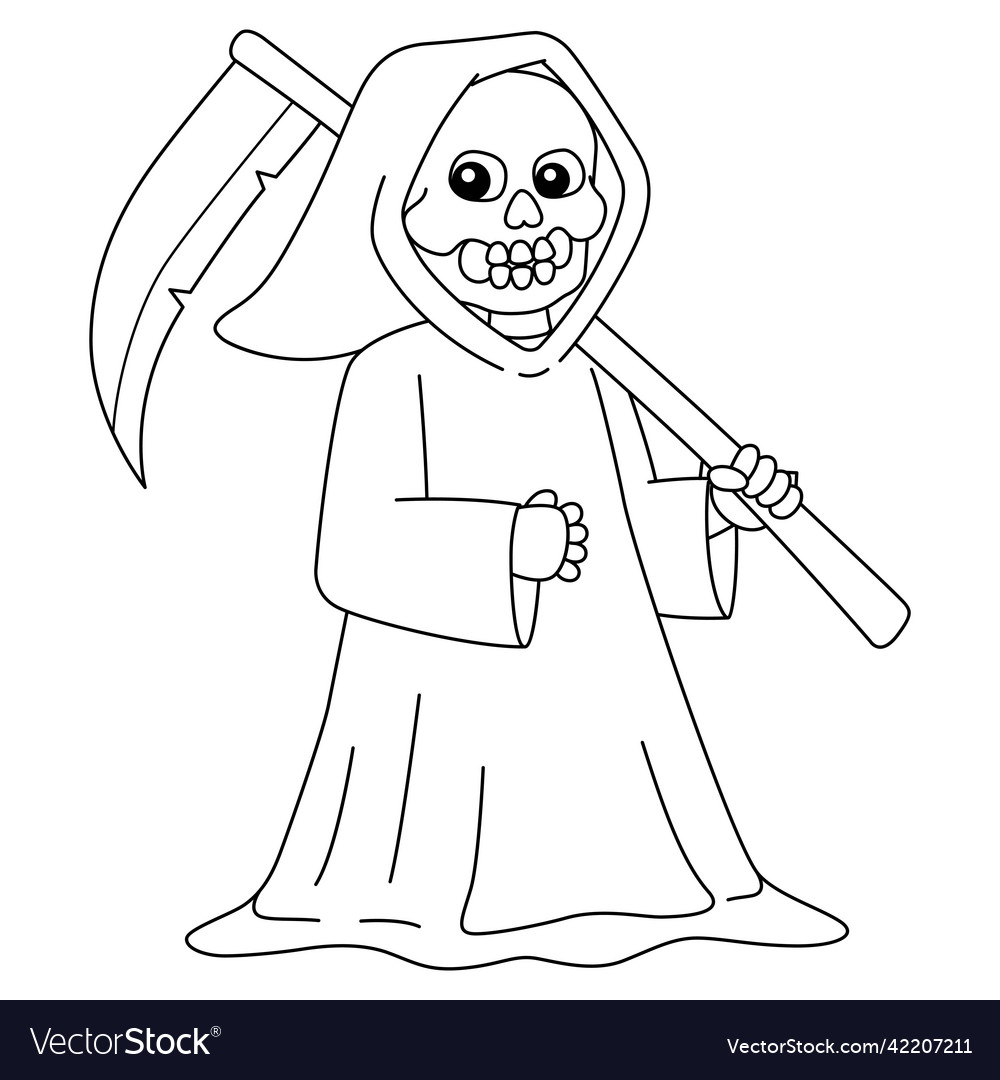 Grim reaper halloween coloring page isolated Vector Image