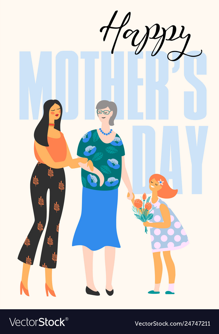 Happy mothers day with women vector image Happy mothers day with women