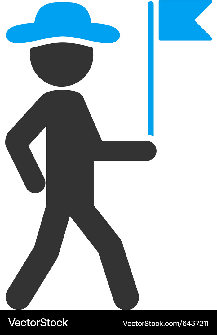 Male flag guide icon Royalty Free Vector Image